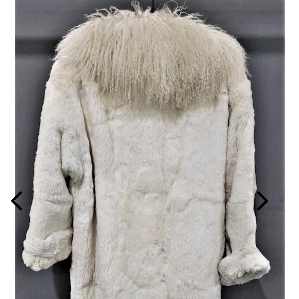 GORGEOUS! Mongolian Tibet Lamb Rabbit Fur Coat Womens Size M - Picture 2 of 3